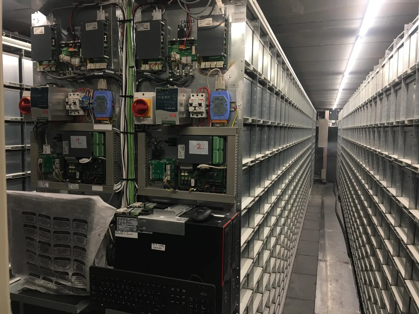 Electrical and control panel beside the compartment corridor.